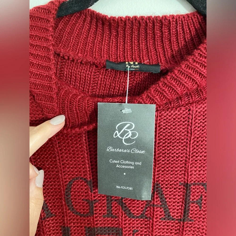 Barbara’s Closet Red Graphic Knit Sweater – Made in Italy